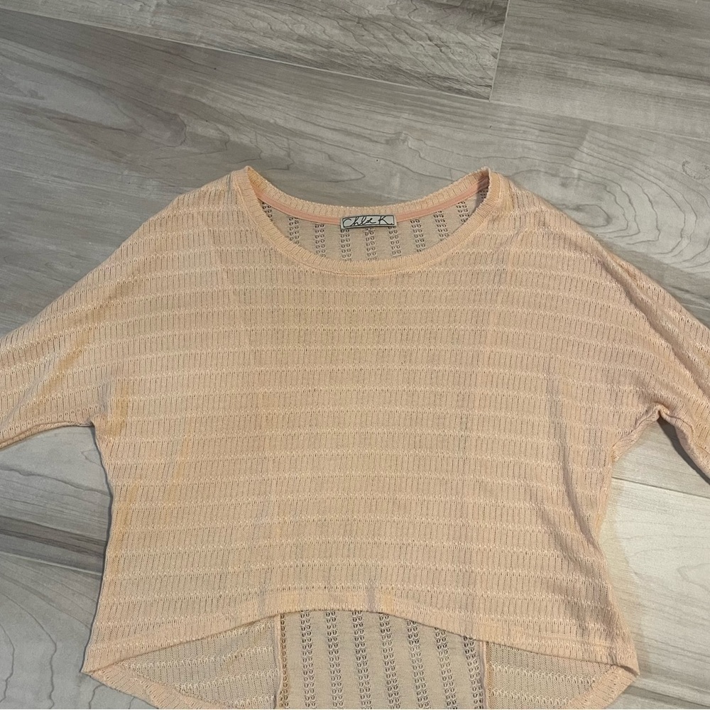 Chloe K Mesh/Knit Style Scoop Neck Light Pink Blouse-Size Small - Picture 5 of 11
